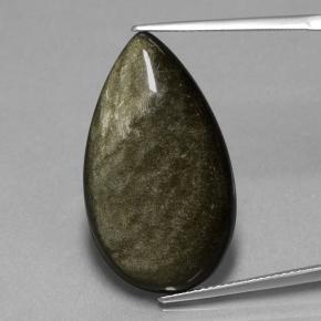 18,42 ctw natürlicher schwarzer Obsidian, Birnenform, Lichtundurchlässig