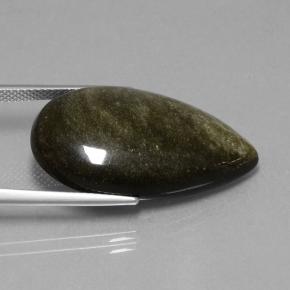 18,42 ctw natürlicher schwarzer Obsidian, Birnenform, Lichtundurchlässig