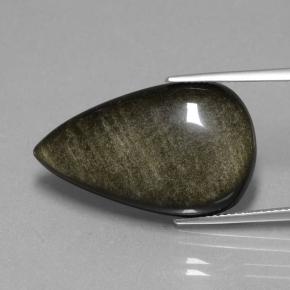 19,36 ctw natürlicher schwarzer Obsidian, Birnenform, Lichtundurchlässig