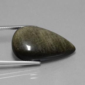 19,36 ctw natürlicher schwarzer Obsidian, Birnenform, Lichtundurchlässig