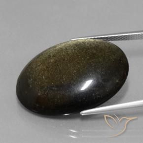 9,17 ctw natürlicher Schwarz Obsidian, Oval, Lichtundurchlässig
