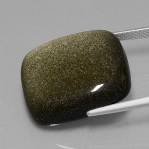 9,17 ctw natürlicher Schwarzer Goldglanz Obsidian, Kissenschliff, Lichtundurchlässig