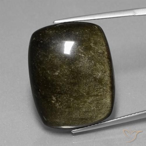 9,17 ctw natürlicher Schwarz mit Bronze Obsidian, Kissen, Lichtundurchlässig