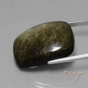 9,17 ctw natürlicher Schwarz mit Bronze Obsidian, Kissen, Lichtundurchlässig