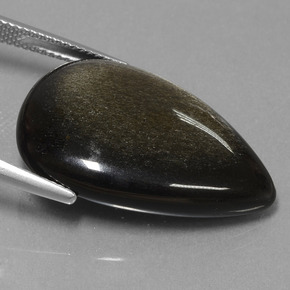19,08 ctw natürlicher schwarzer Obsidian, Birnenform, Lichtundurchlässig