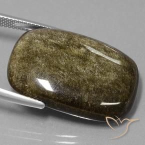 9,17 ctw natürlicher Schwarz mit Goldglanz Obsidian, Kissen, Lichtundurchlässig