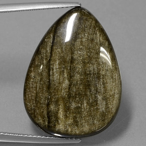 9,17 ctw natürlicher gold-schimmernd Obsidian, Birnenform, Lichtundurchlässig