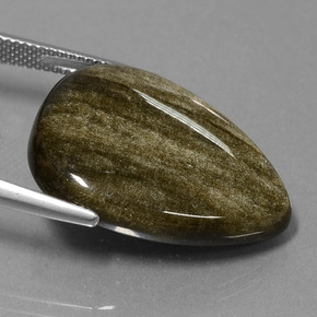 9,17 ctw natürlicher gold-schimmernd Obsidian, Birnenform, Lichtundurchlässig