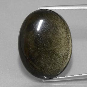 9,17 ctw natürlicher Schwarzer Goldglanz Obsidian, Oval Schliff, Lichtundurchlässig