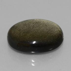 9,17 ctw natürlicher Schwarzer Goldglanz Obsidian, Oval Schliff, Lichtundurchlässig