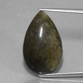14,16 ctw natürlicher Schwarz Bronze Obsidian, Birnenform, Lichtundurchlässig