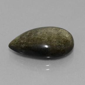 14,16 ctw natürlicher Schwarz Bronze Obsidian, Birnenform, Lichtundurchlässig