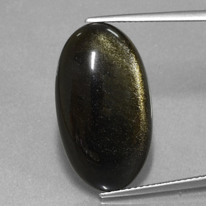 9,17 ctw natürlicher Schwarzer Goldglanz Obsidian, Oval Schliff, Lichtundurchlässig