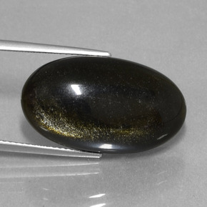 9,17 ctw natürlicher Schwarzer Goldglanz Obsidian, Oval Schliff, Lichtundurchlässig
