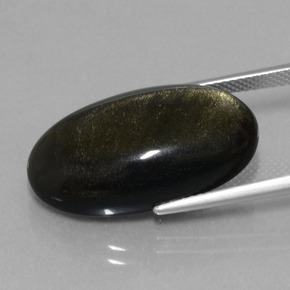 9,17 ctw natürlicher Schwarzer Goldglanz Obsidian, Oval Schliff, Lichtundurchlässig