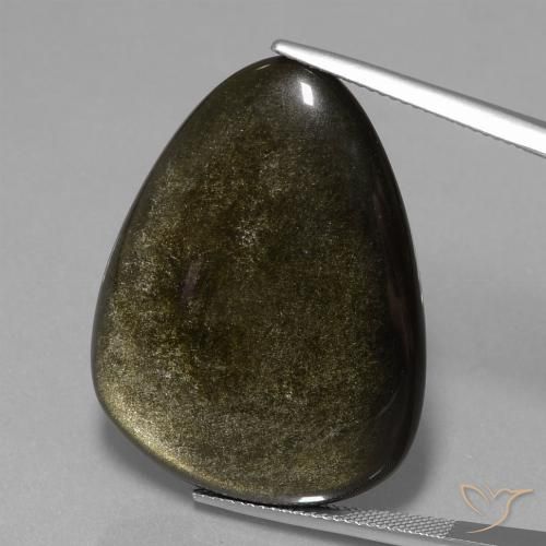 38.75ct Natürlicher Schwarz mit Goldglanz Obsidian, Trillion, Lichtundurchlässig