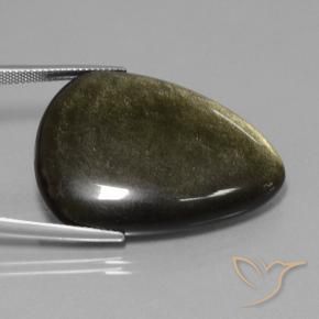 9,17 ctw natürlicher Schwarz mit Goldglanz Obsidian, Trillion, Lichtundurchlässig