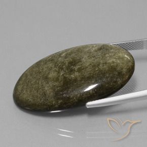 9,17 ctw natürlicher Schwarz mit Goldglanz Obsidian, Oval, Lichtundurchlässig