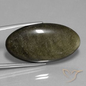 9,17 ctw natürlicher Schwarz mit Goldglanz Obsidian, Oval, Lichtundurchlässig
