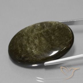 9,17 ctw natürlicher Schwarz Braun Obsidian, Oval, Lichtundurchlässig