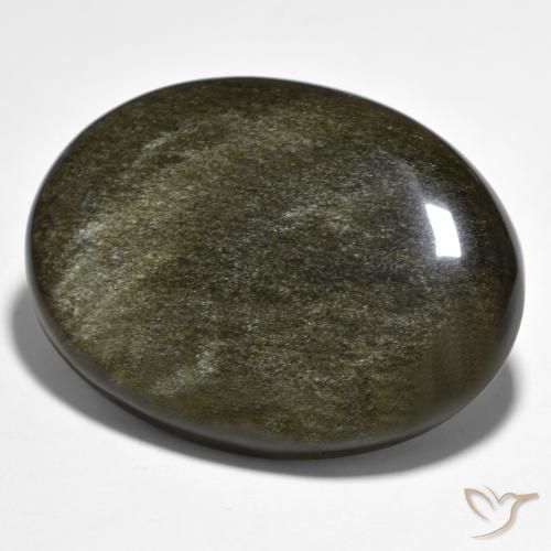 9,17 ctw natürlicher Schwarz mit Goldglanz Obsidian, Oval, Lichtundurchlässig