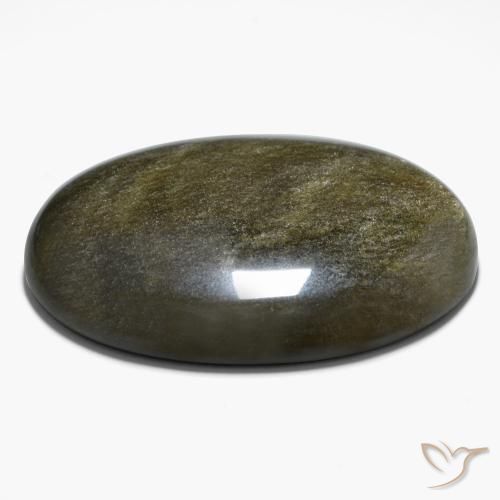 9,17 ctw natürlicher Schwarz mit Goldglanz Obsidian, Oval, Lichtundurchlässig