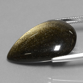 9,17 ctw natürlicher gold-schimmernd Obsidian, Birnenform, Lichtundurchlässig