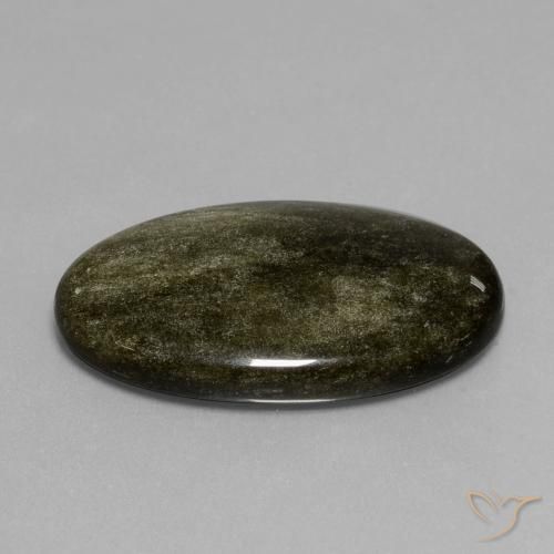 9,17 ctw natürlicher Schwarz mit Goldglanz Obsidian, Oval, Lichtundurchlässig