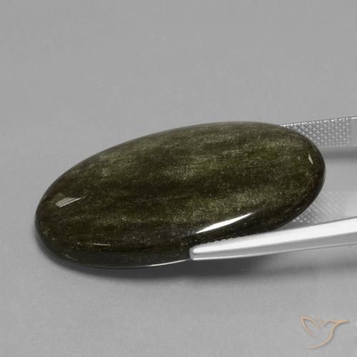 9,17 ctw natürlicher Schwarz mit Goldglanz Obsidian, Oval, Lichtundurchlässig