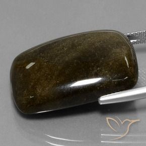 9,17 ctw natürlicher Schwarz mit Bronze Obsidian, Kissen, Lichtundurchlässig