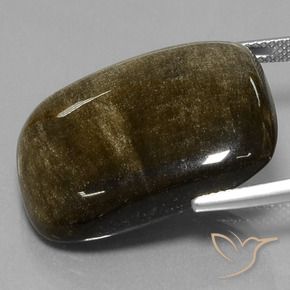31,71 ctw natürlicher goldener Obsidian, Kissenschliff, Lichtundurchlässig