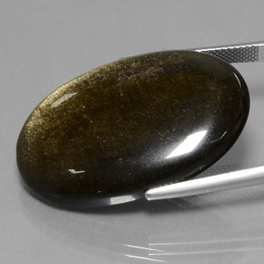 37,13 ctw natürlicher Gold Obsidian, Oval Schliff, Lichtundurchlässig