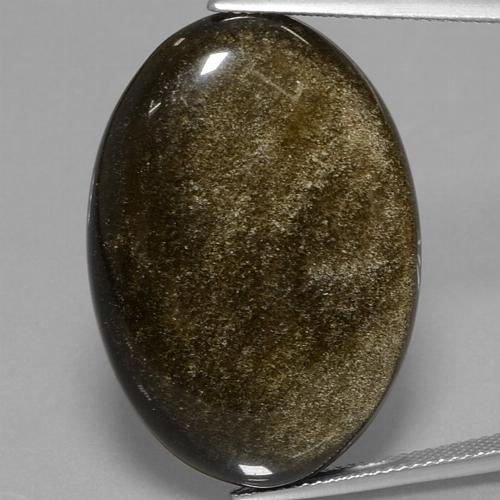 37,84 ctw natürlicher goldener Obsidian, Oval Schliff, Lichtundurchlässig