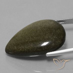 9,17 ctw natürlicher Helles schwärzliches Braun Obsidian, Birnenform, Lichtundurchlässig