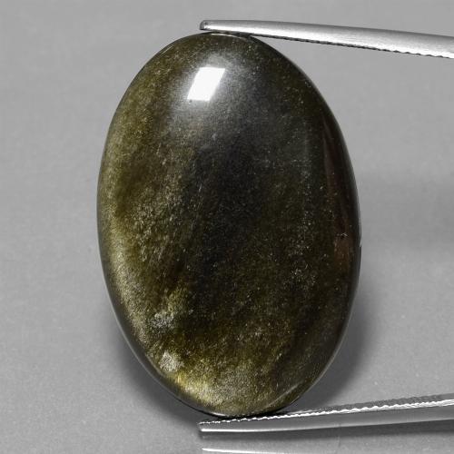 28,44 ctw natürlicher schwarzer Obsidian, Oval Schliff, Lichtundurchlässig
