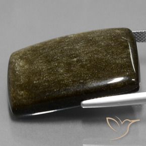 9,17 ctw natürlicher Schwarz mit Goldglanz Obsidian, Kissen, Lichtundurchlässig