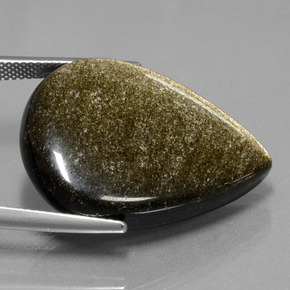 9,17 ctw natürlicher Schwarz mit Goldglanz Obsidian, Birnenform, Lichtundurchlässig