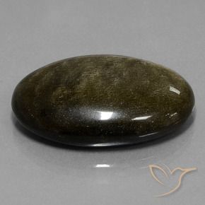 9,17 ctw natürlicher Schwarz mit Goldglanz Obsidian, Oval, Lichtundurchlässig