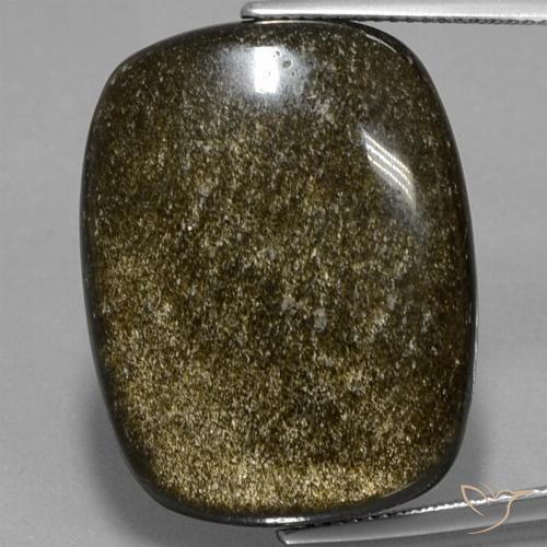 9,17 ctw natürlicher Schwarz mit Goldglanz Obsidian, Kissen, Lichtundurchlässig