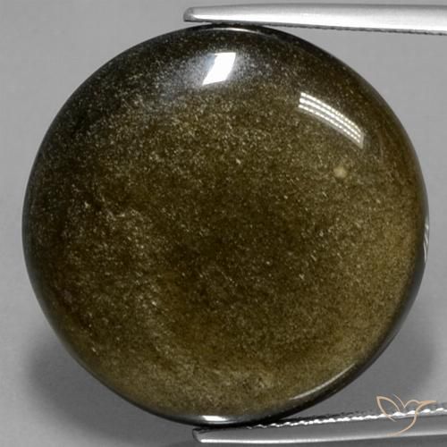 26,81 ctw natürlicher goldener Obsidian, Rundschliff, Lichtundurchlässig