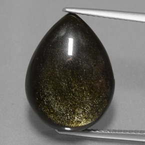 9,17 ctw natürlicher gold-schimmernd Obsidian, Birnenform, Lichtundurchlässig