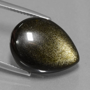 9,17 ctw natürlicher gold-schimmernd Obsidian, Birnenform, Lichtundurchlässig