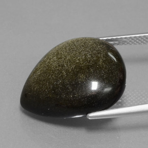 14,33 ctw natürlicher schwarzer Obsidian, Birnenform, Lichtundurchlässig