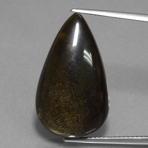 9,17 ctw natürlicher Schwarzer Goldglanz Obsidian, Birnenform, Lichtundurchlässig