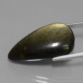 9,17 ctw natürlicher Schwarzer Goldglanz Obsidian, Birnenform, Lichtundurchlässig