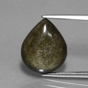 4,64 ctw natürlicher Gold Obsidian, Birnenform, Lichtundurchlässig