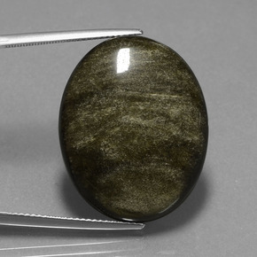 28,84 ctw natürlicher schwarzer Obsidian, Oval Schliff, Lichtundurchlässig