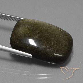 9,17 ctw natürlicher Schwarz mit Bronze Obsidian, Kissen, Lichtundurchlässig
