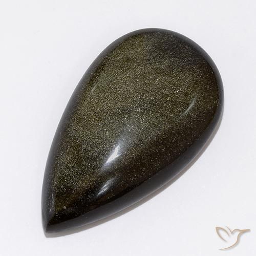 9,17 ctw natürlicher Schwarz mit Bronze Obsidian, Birnenform, Lichtundurchlässig