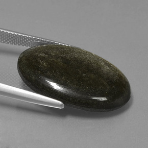 9,17 ctw natürlicher Schwarzer Goldglanz Obsidian, Oval Schliff, Lichtundurchlässig